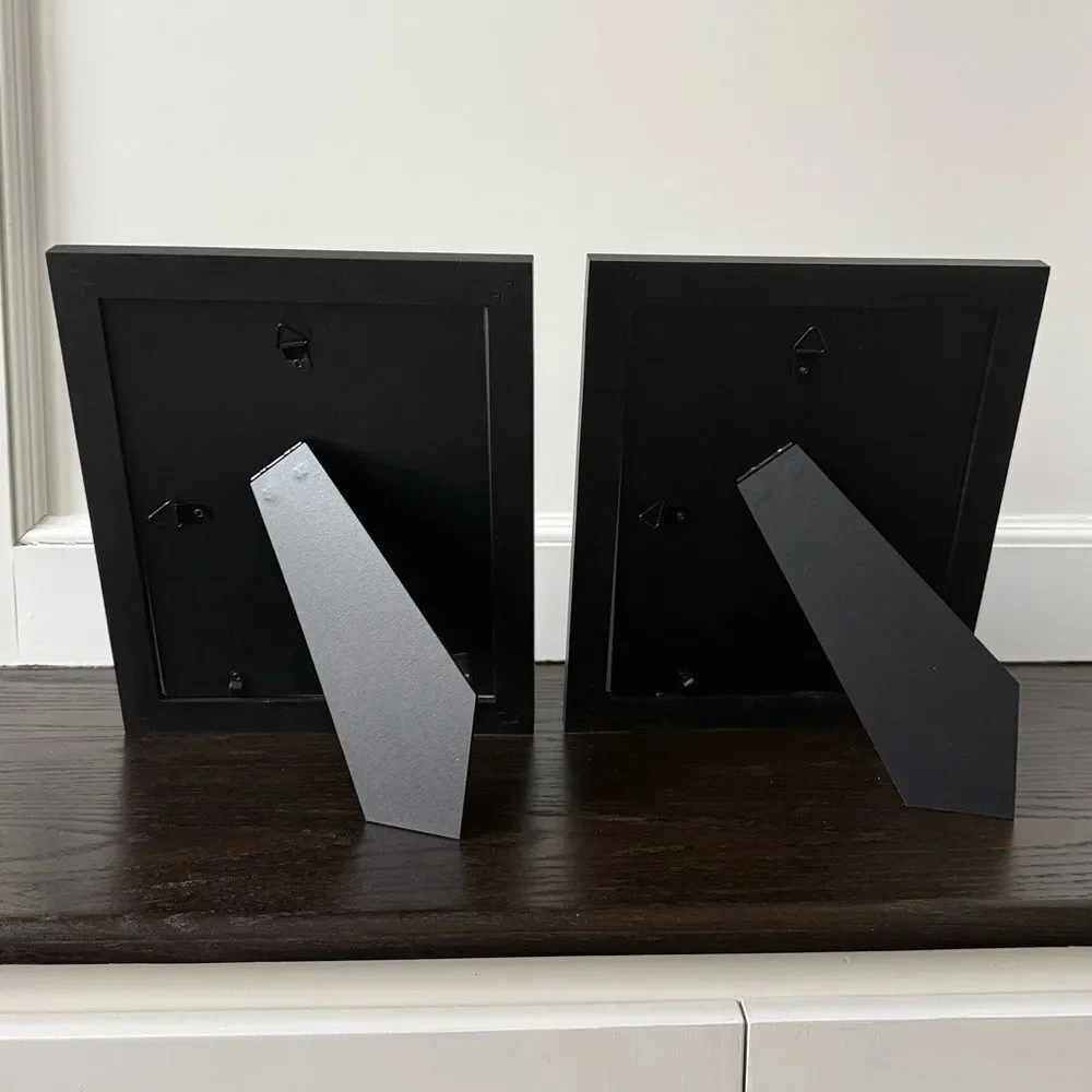 Set of 2 Black Wood Gallery Frames with Mats – 8x10 / 5x7 / 3x5